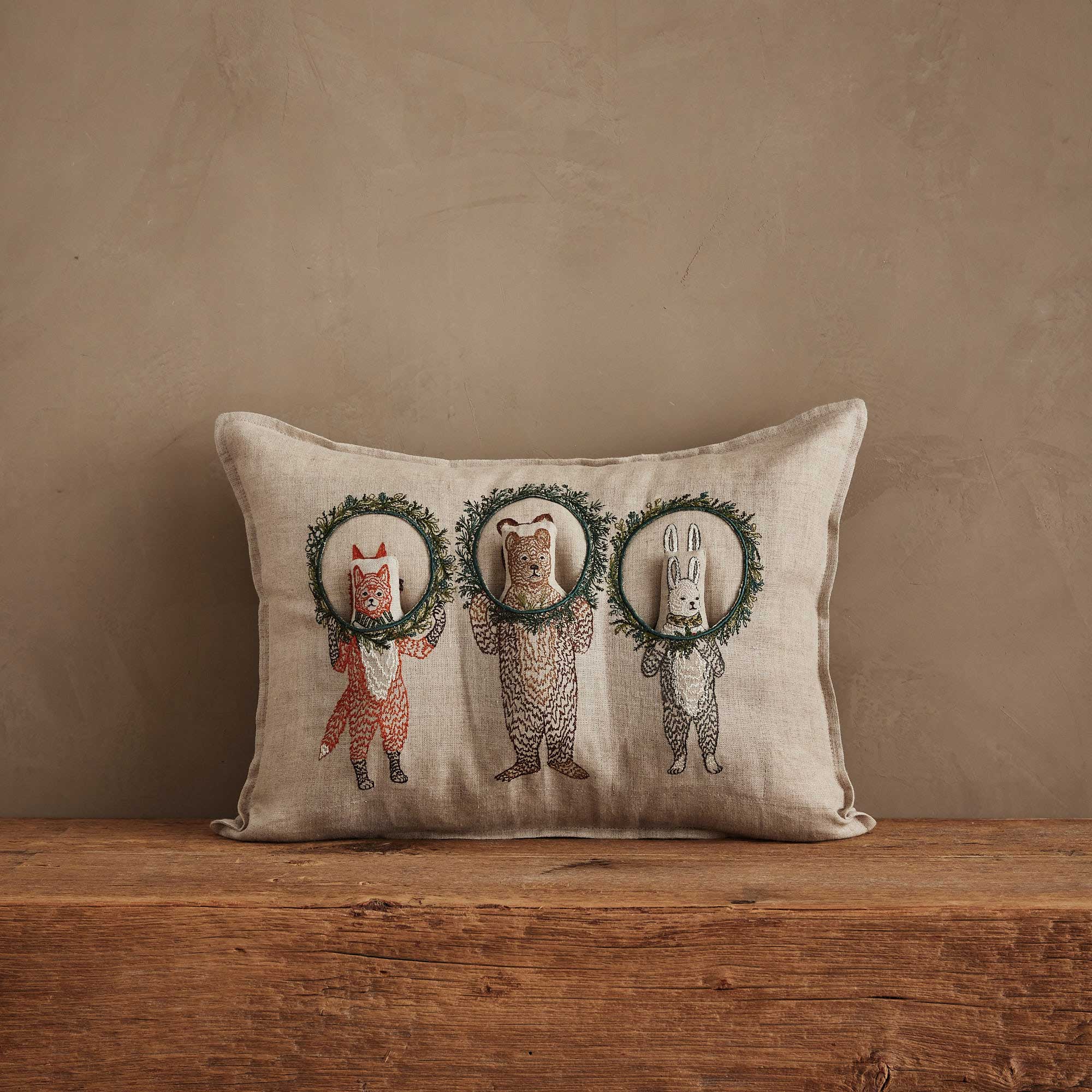 Christmas Wreath Trio Pocket Pillow | Coral & Tusk