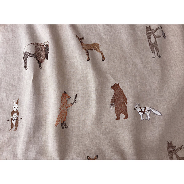 Woodland Animals Linen Fabric Yardage 7.5 yards