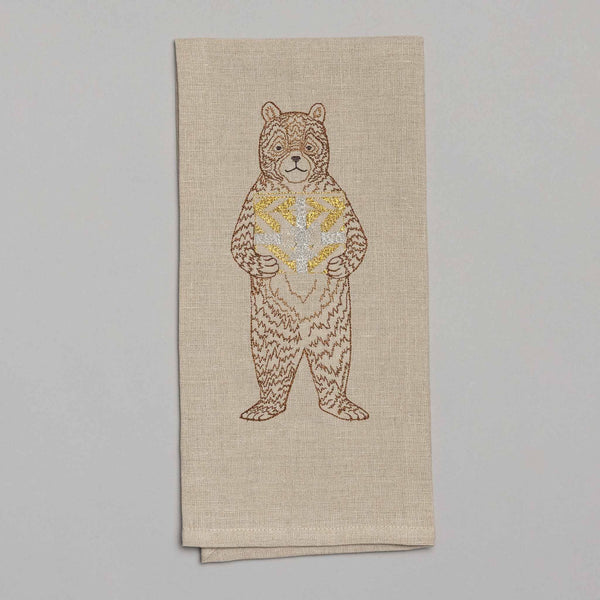 Bear kitchen towels, embroidered, new