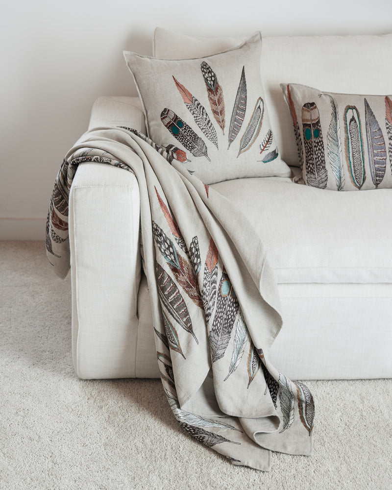 Coral & Tusk feathers throw
