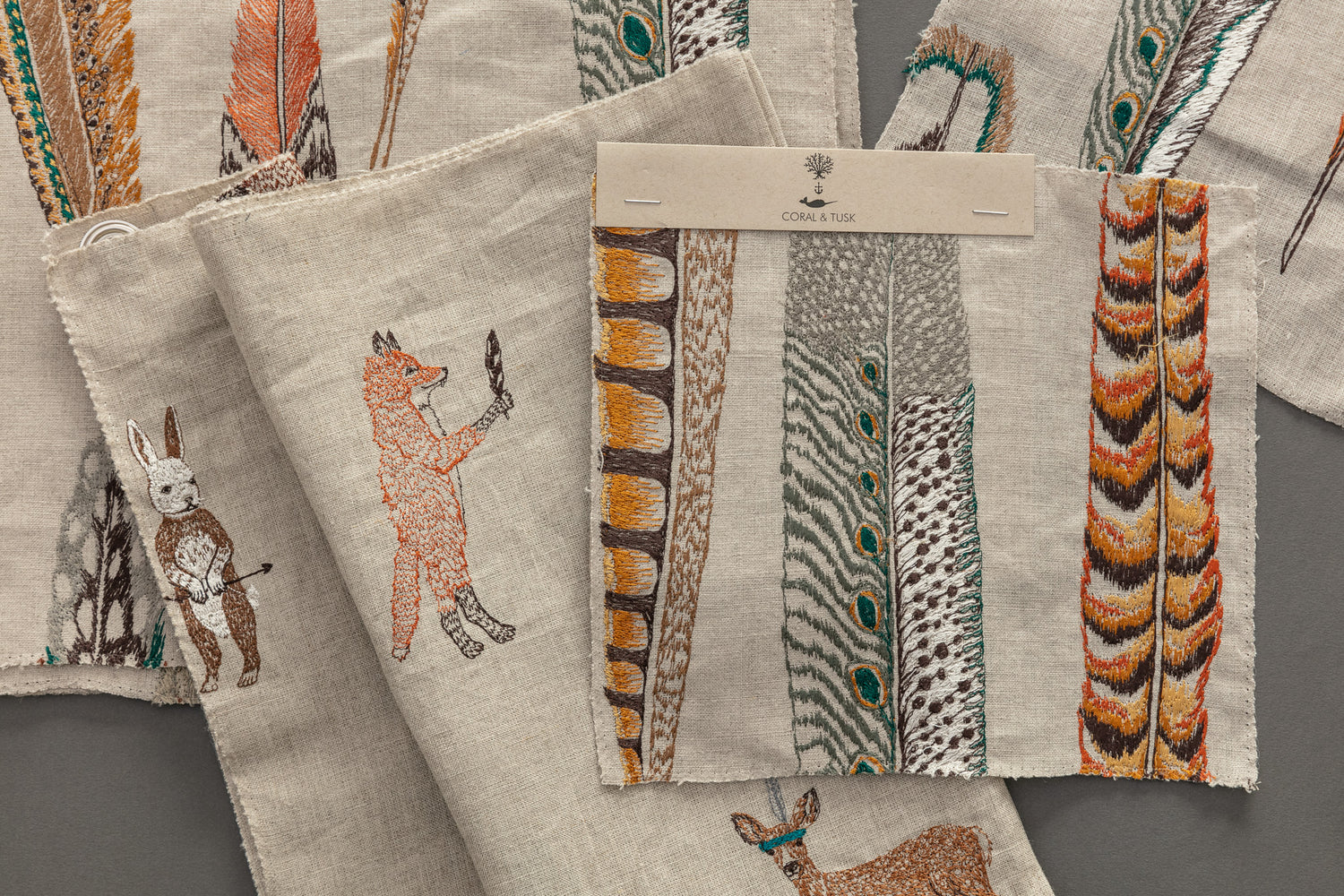 Coral & Tusk folded fabrics and swatches