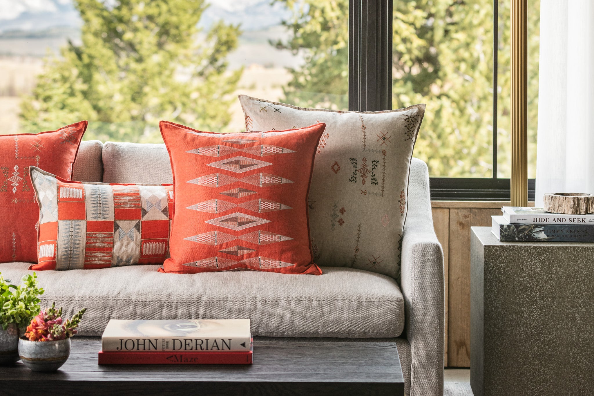 Coral & Tusk pillows arranged on a sofa