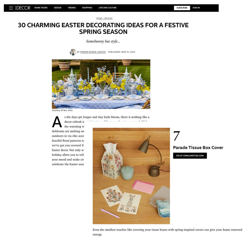 Coral & Tusk mention in Elle Decor Magazine