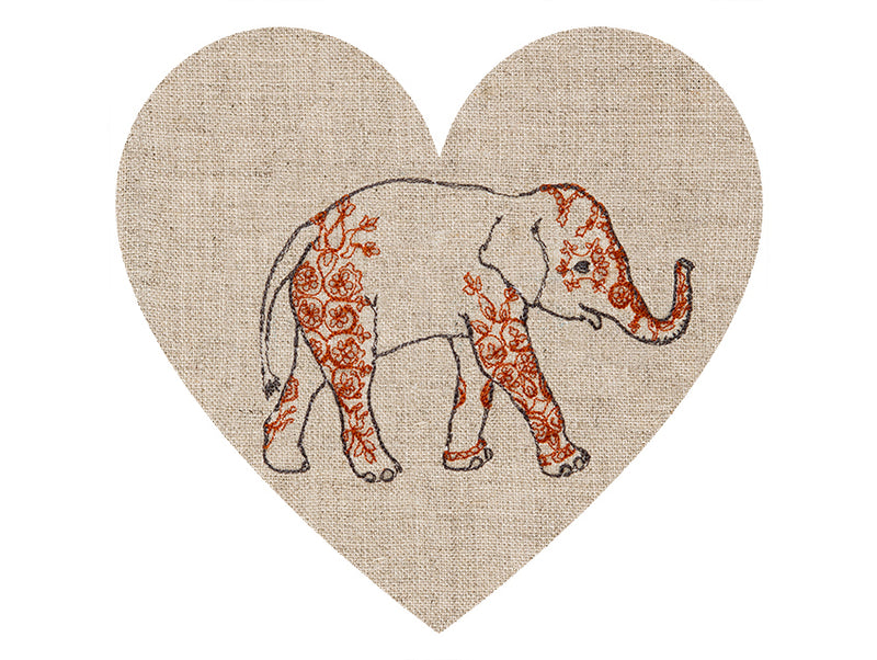 Coral & Tusk decorated Indian elephant in a heart