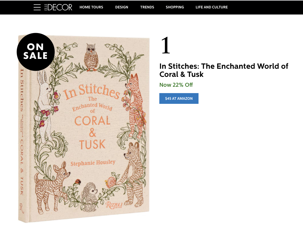 Coral & Tusk In Stitches Book image on Elle Decor gift list