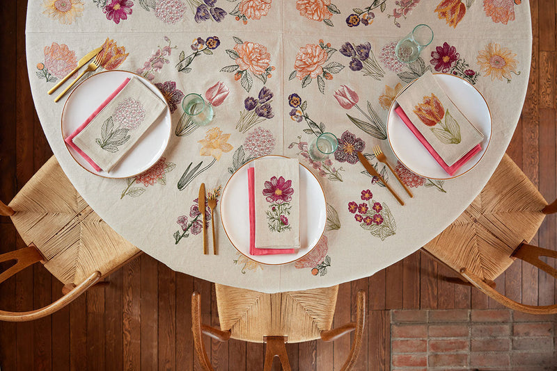 Coral and Tusk round table cloths