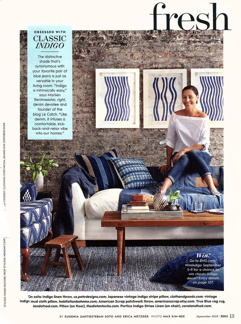 Coral & Tusk embroidered indigo fabric mention in Better Homes and Gardens