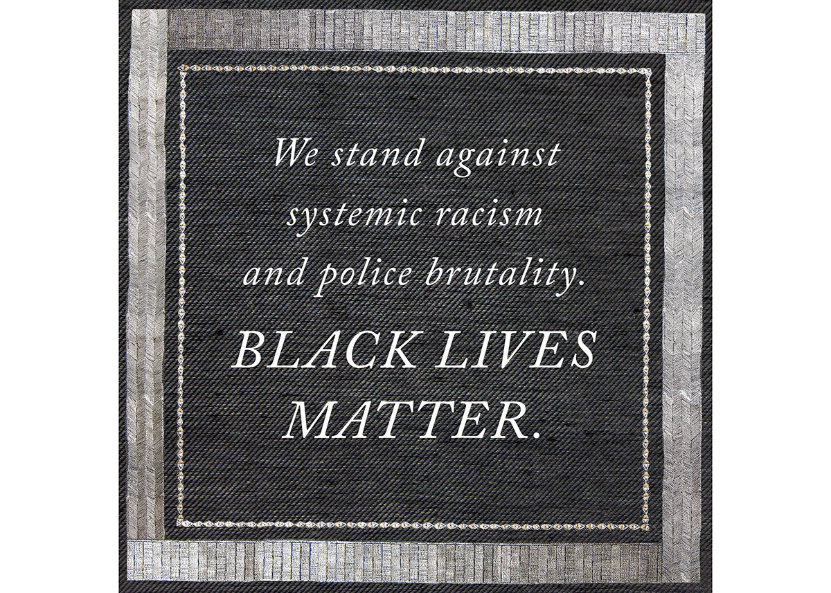 Text of Black Lives Matter on a fabric background