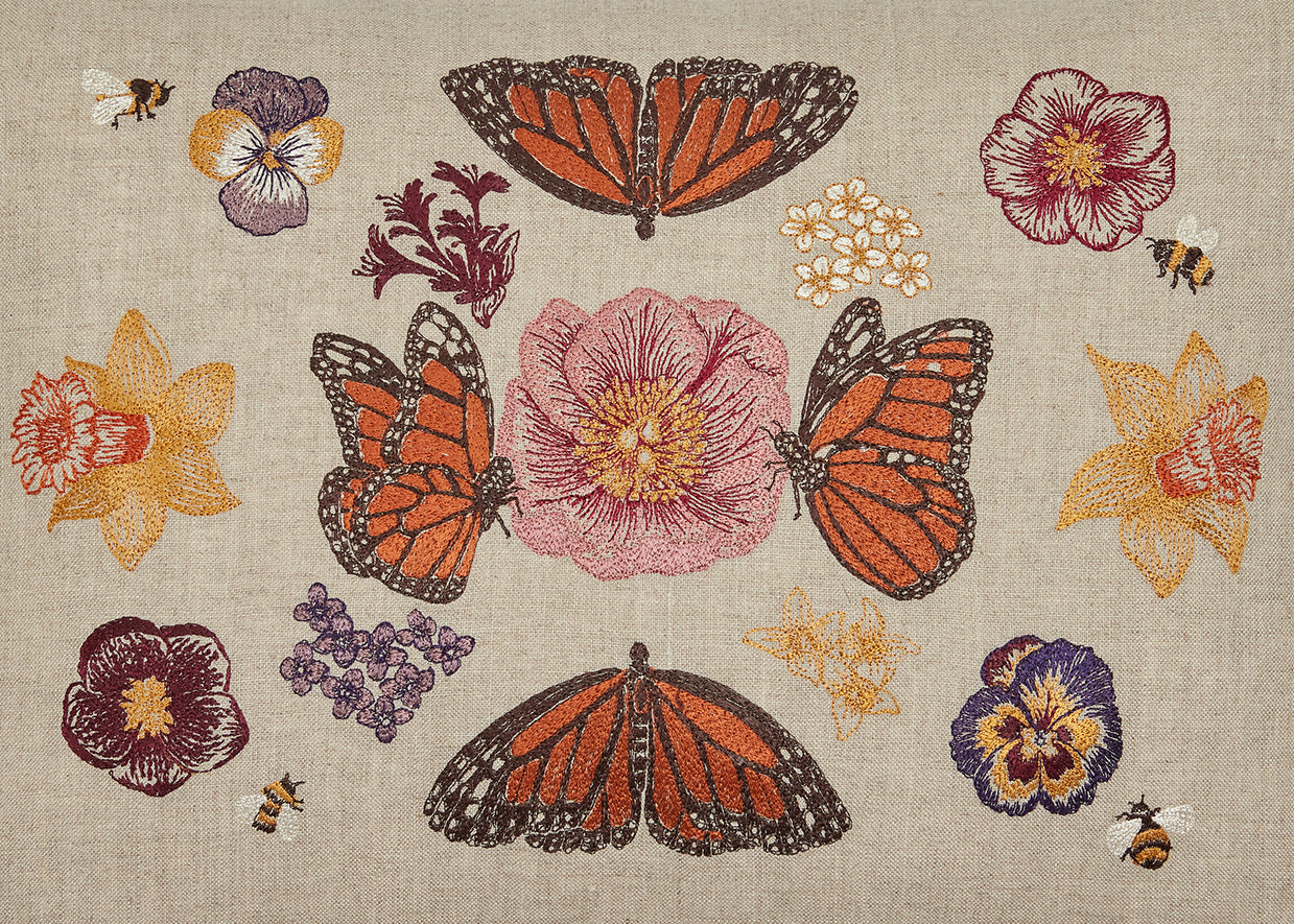 Coral & Tusk Butterflies and Blooms Embroidered Design