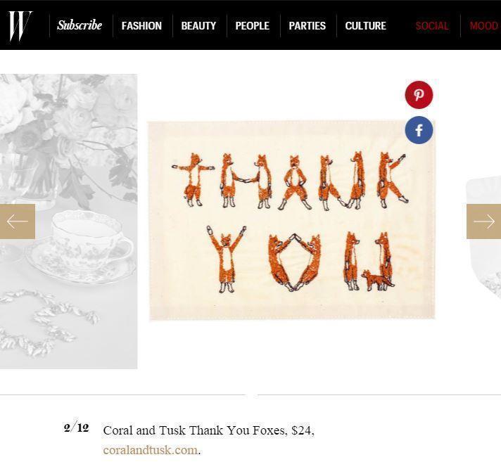 Coral & Tusk mention on W Magazine's website