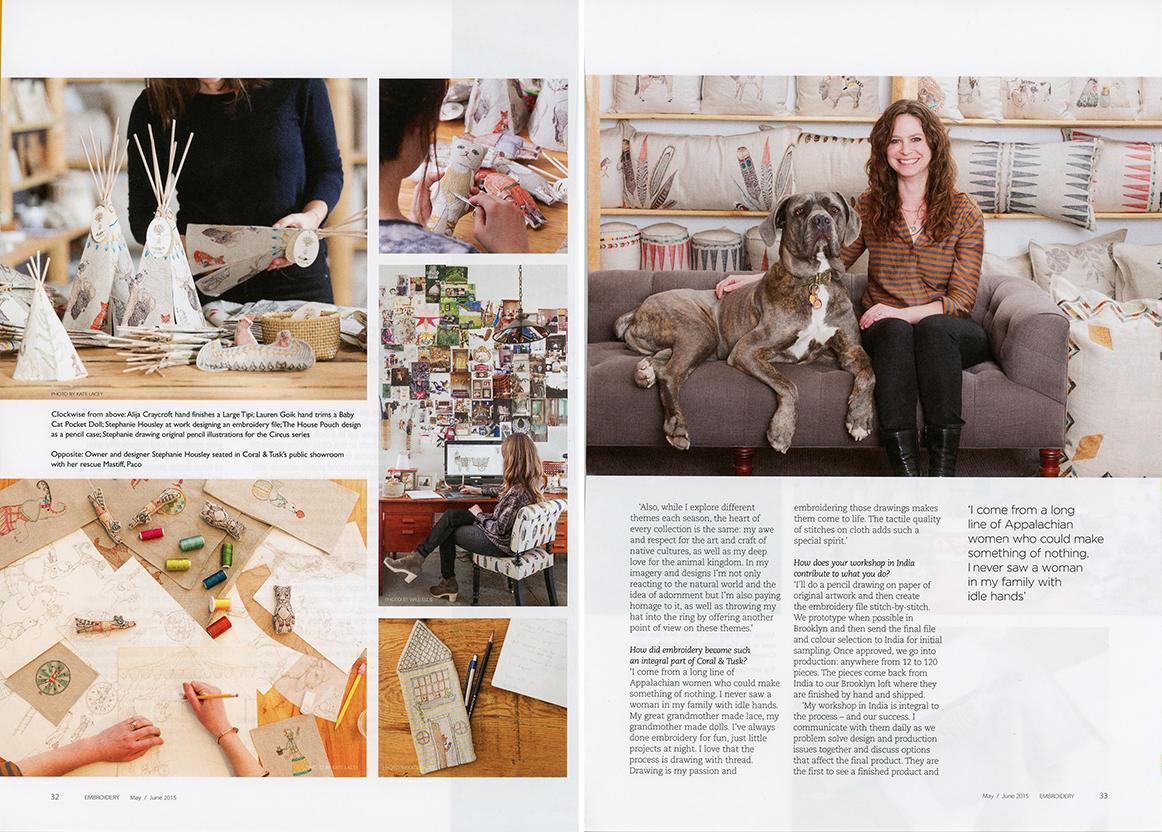 Coral & Tusk feature in Embroidery Magazine