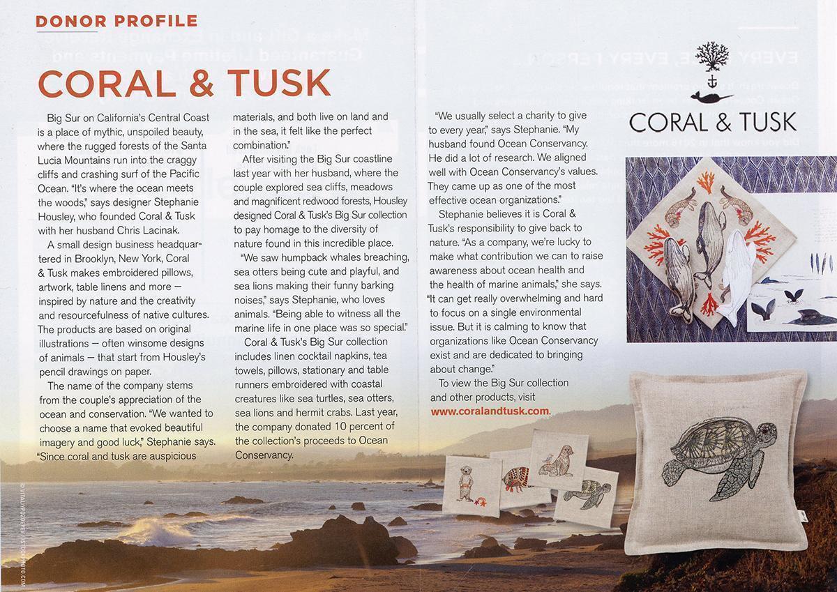 Coral & Tusk mention in Ocean Conservancy Newsletter
