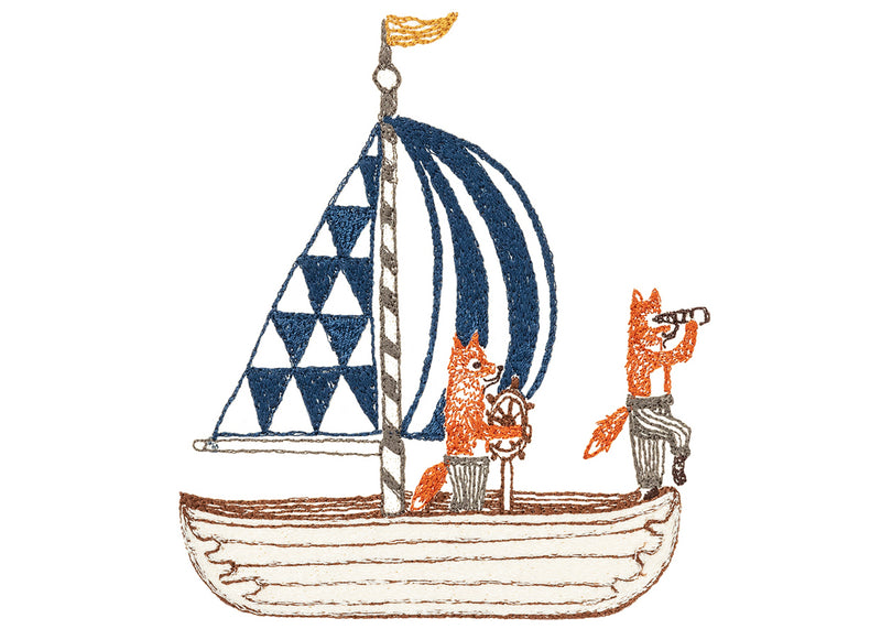Coral & Tusk embroidered sailing foxes