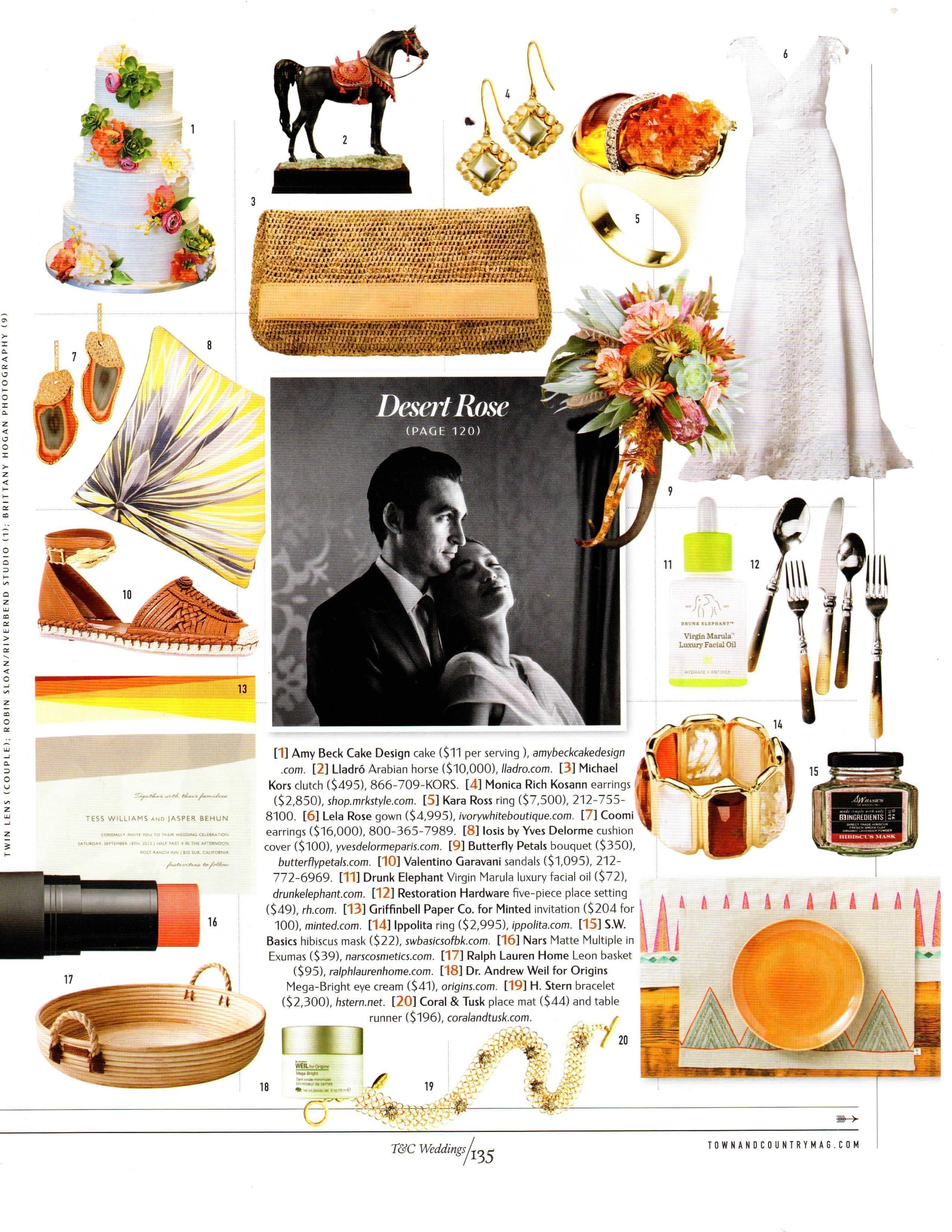 Coral & Tusk mention in Town and Country Weddings