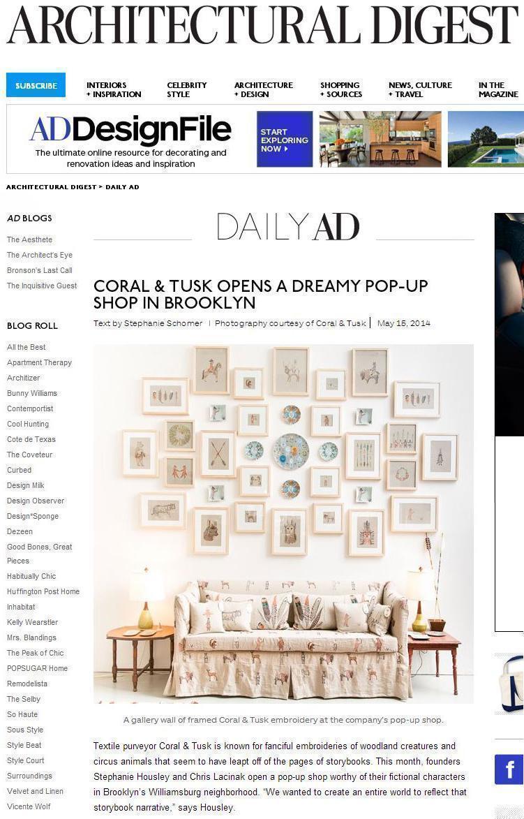 Architectural Digest online article titled 