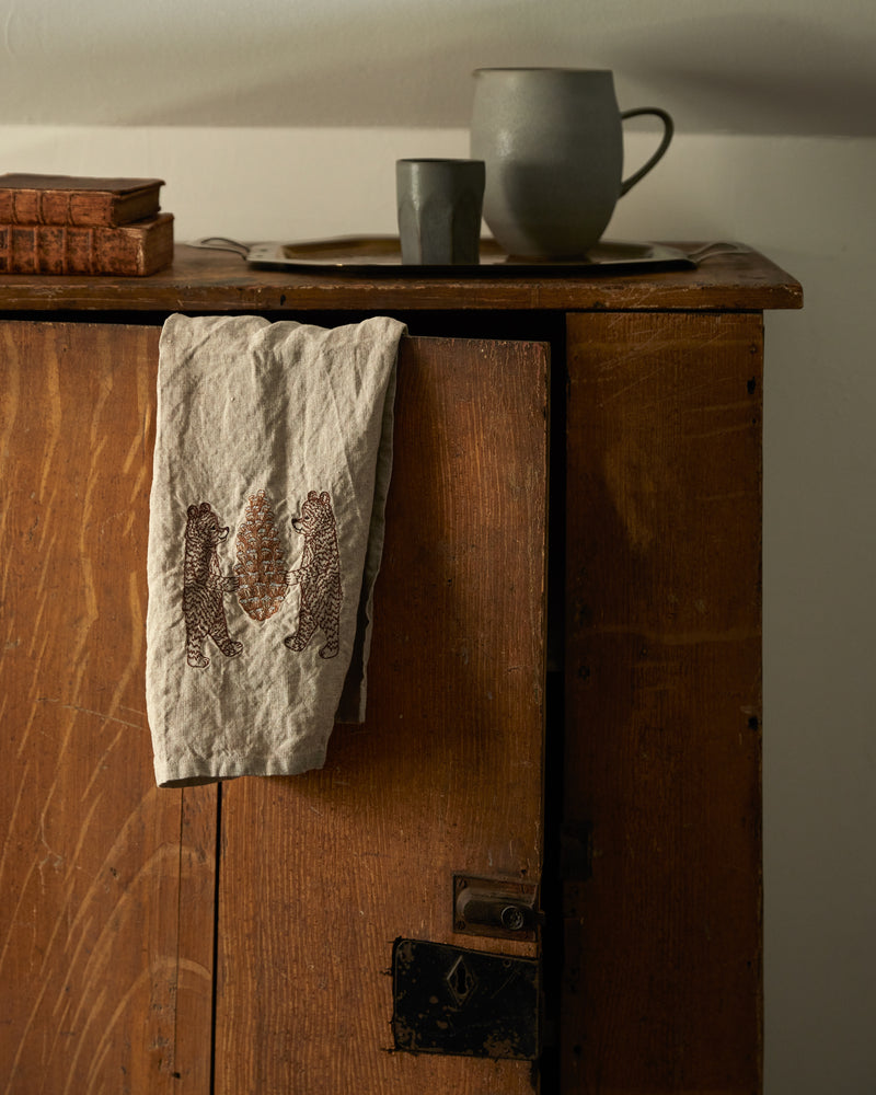 Bears with Pinecone Tea Towel