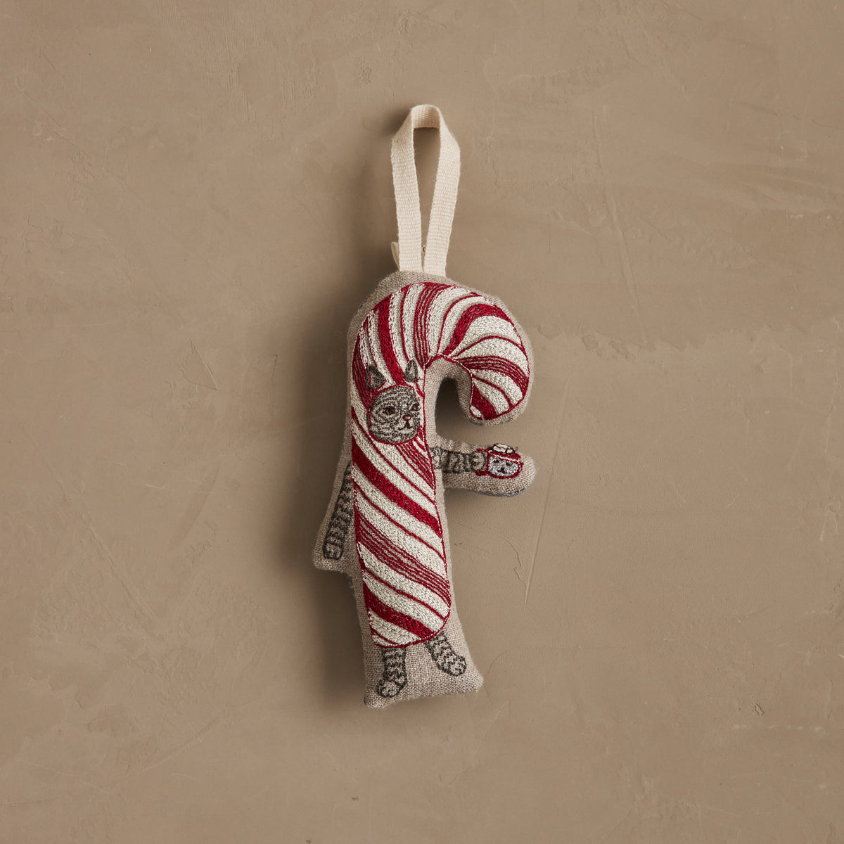 Candy Cane Cat Ornament