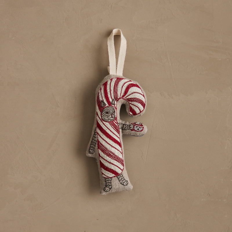 Candy Cane Cat Ornament