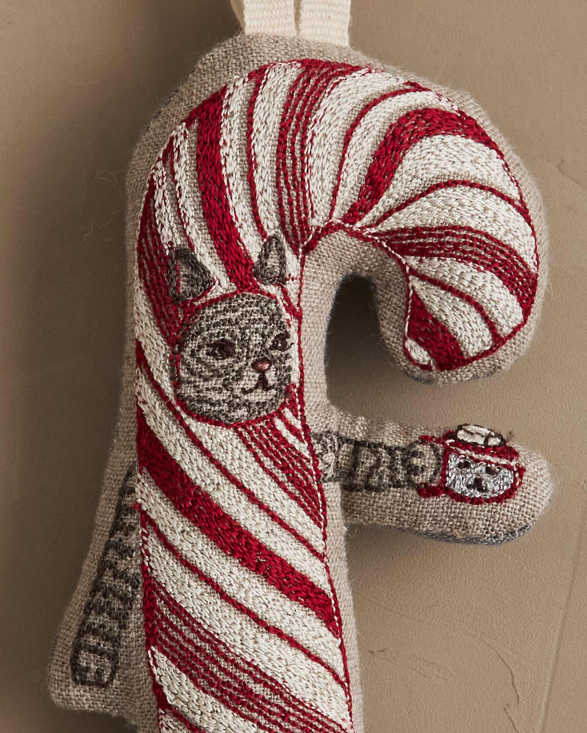 Candy Cane Cat Ornament