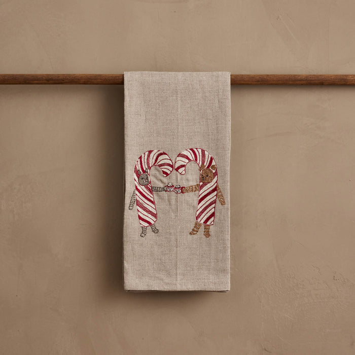 Candy Cane Cheers Tea Towel