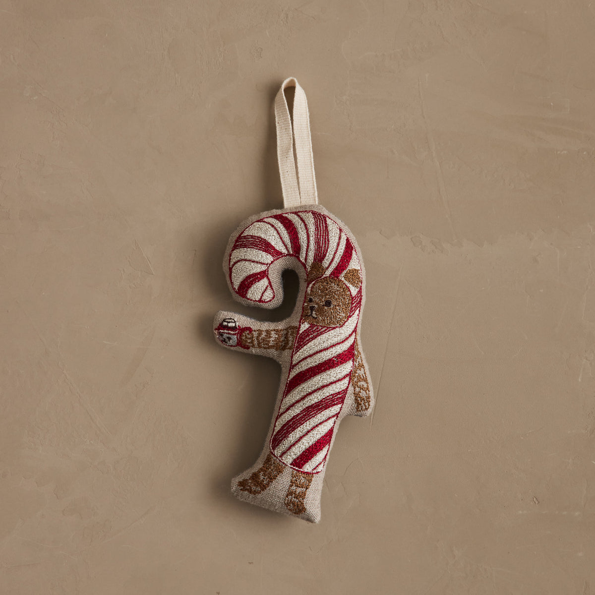 Candy Cane Dog Ornament