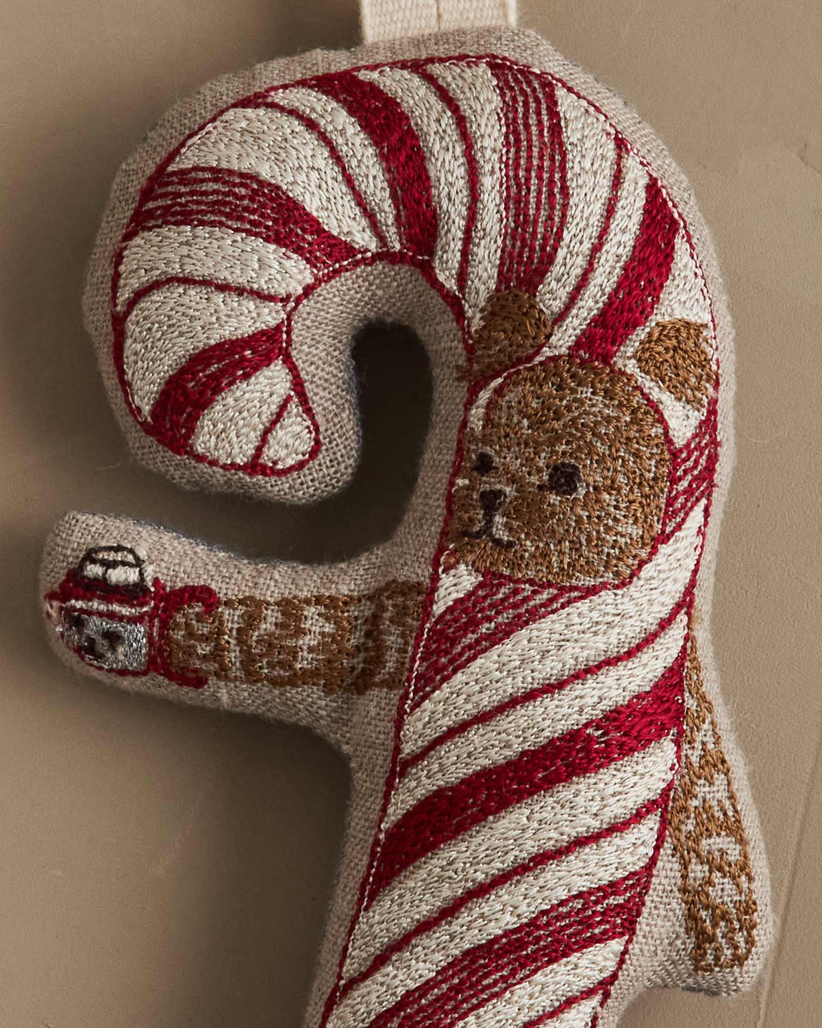 Candy Cane Dog Ornament