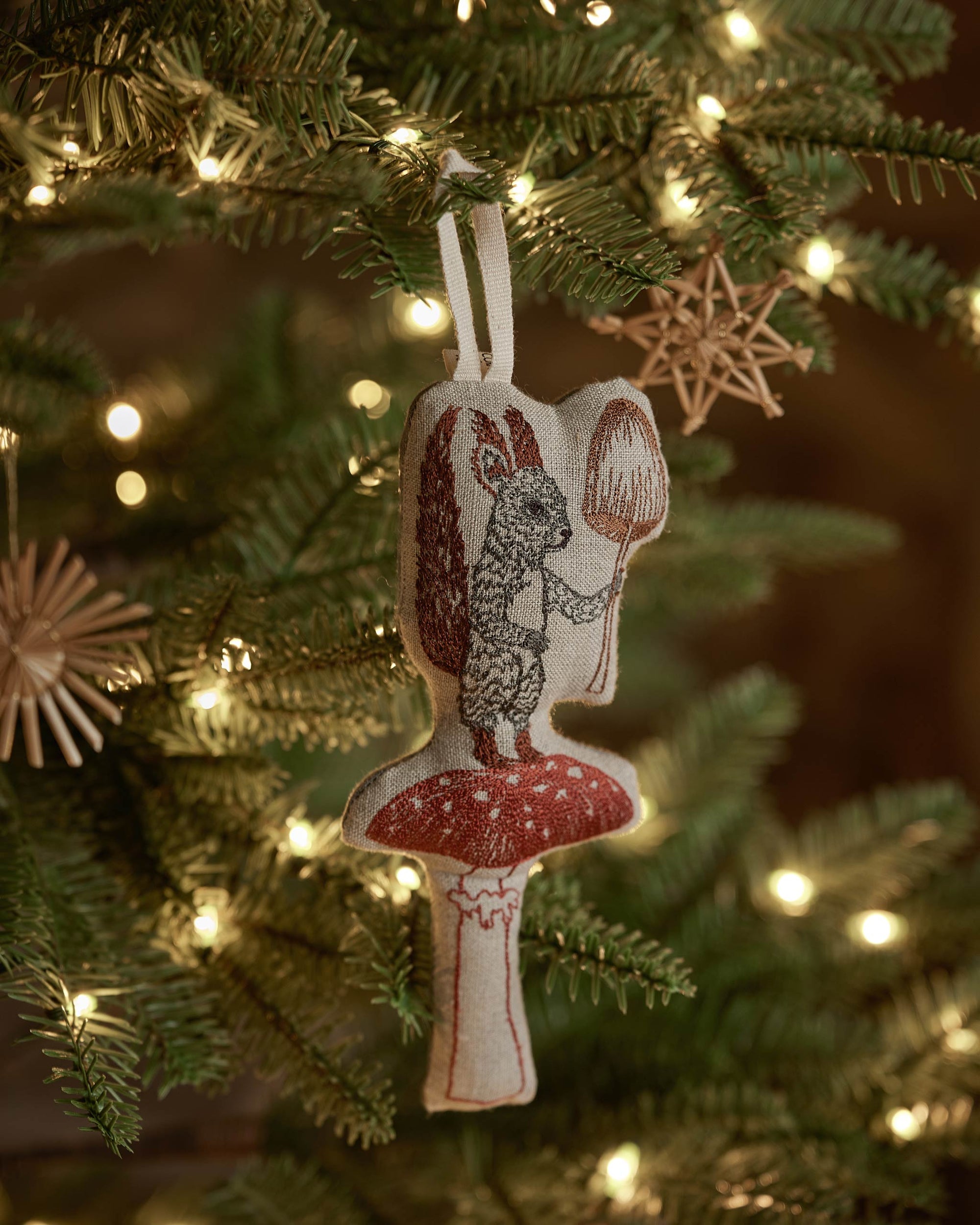 Squirrel with Mushroom Ornament