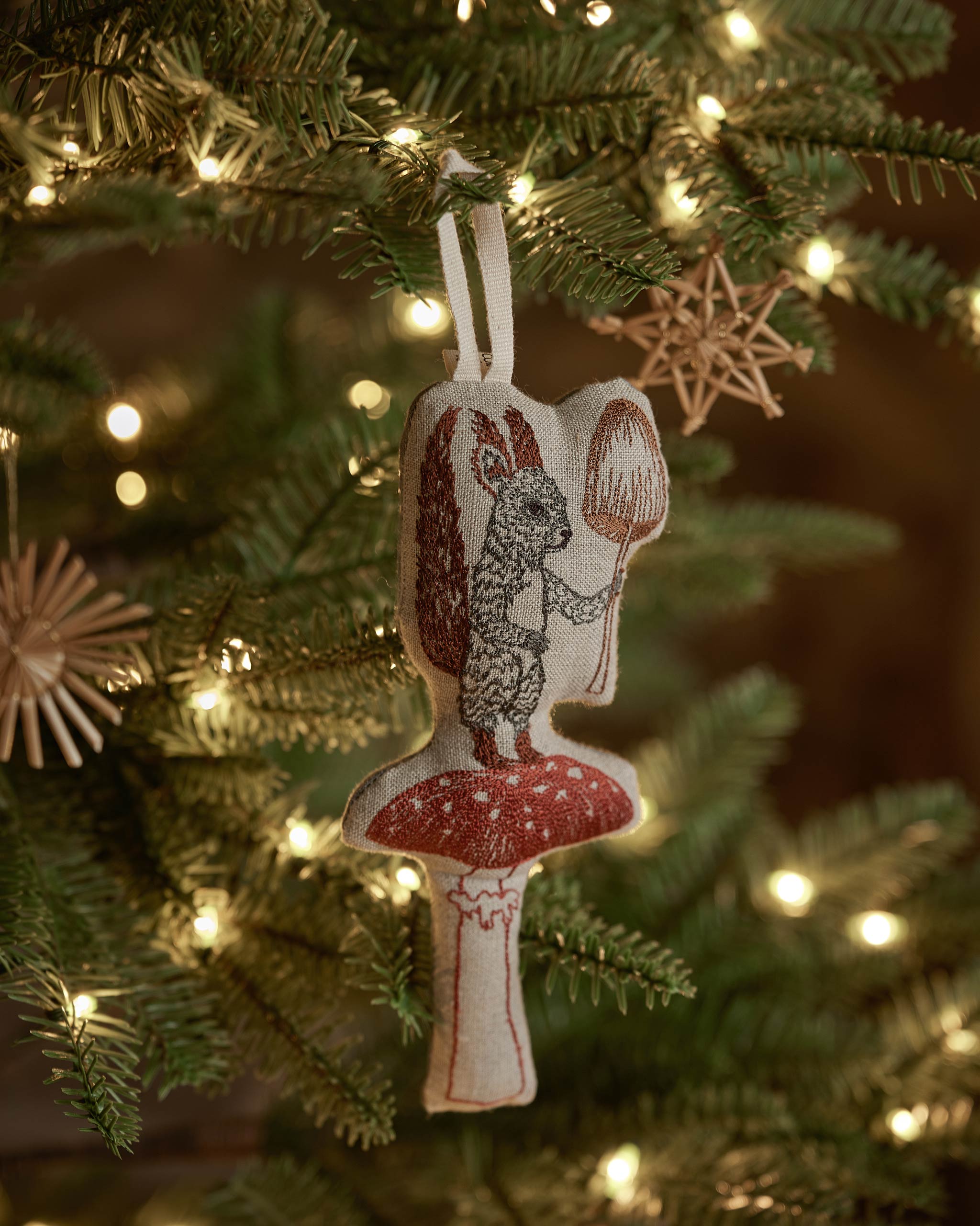 Squirrel with Mushroom Ornament