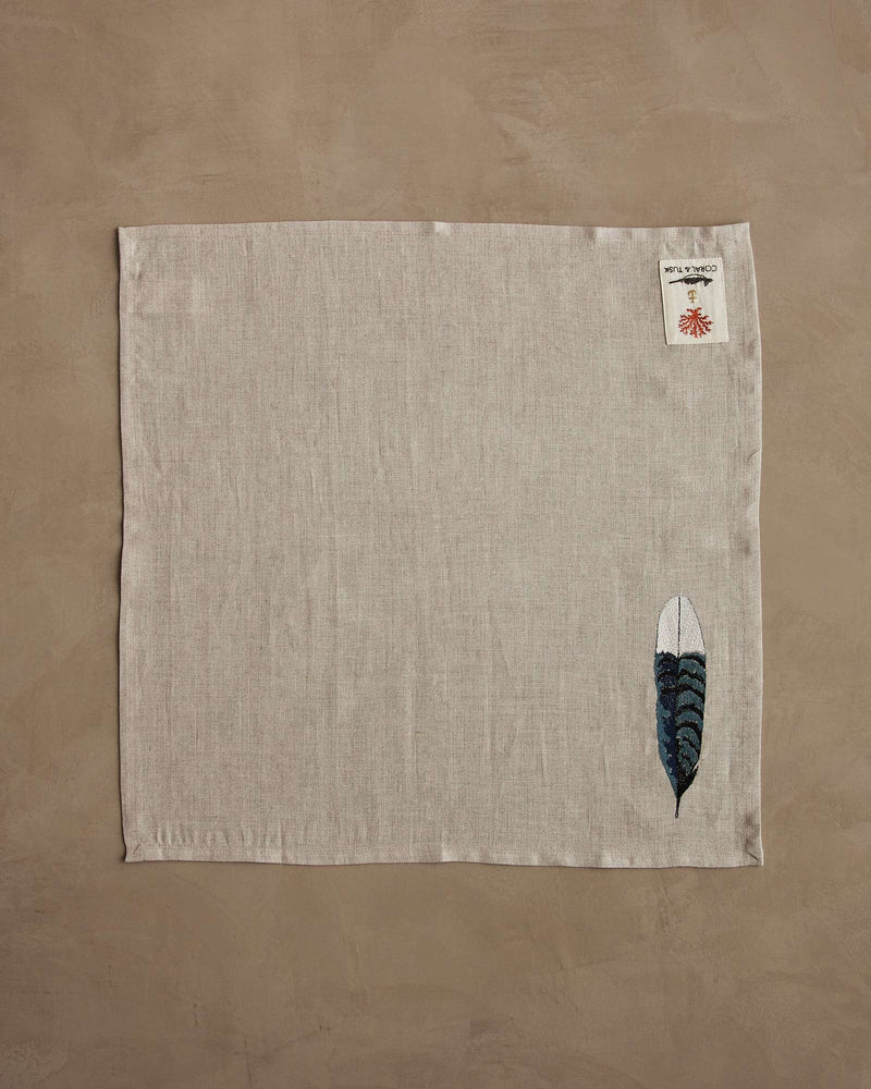 Blue Jay Feather Dinner Napkin