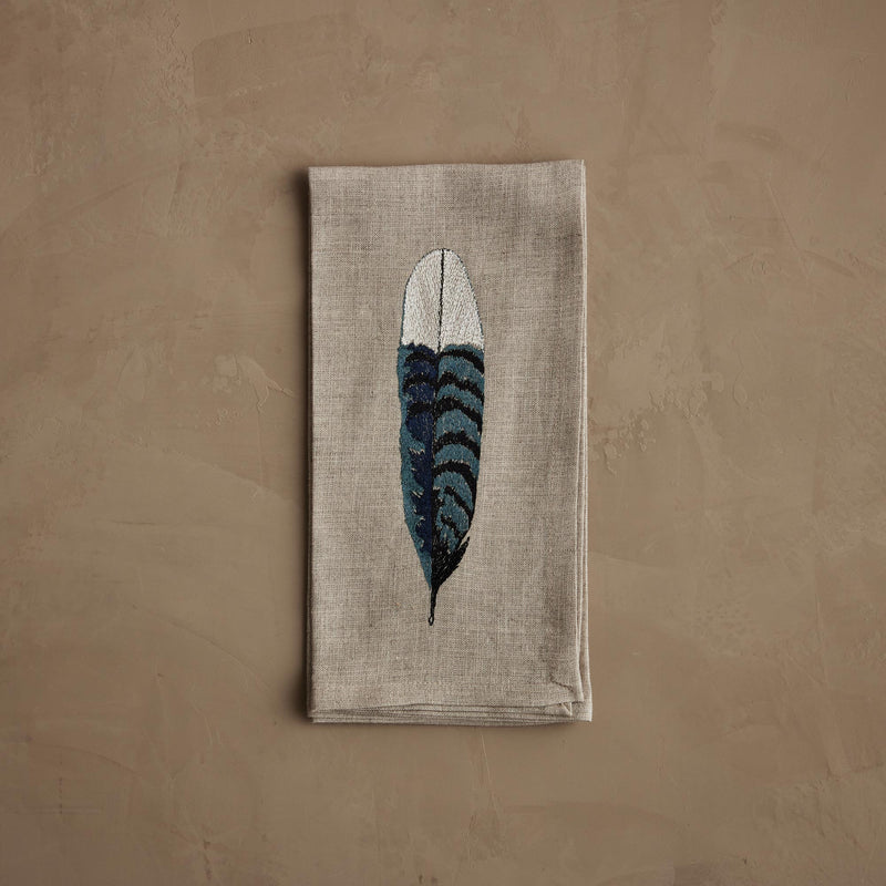 Blue Jay Feather Dinner Napkin