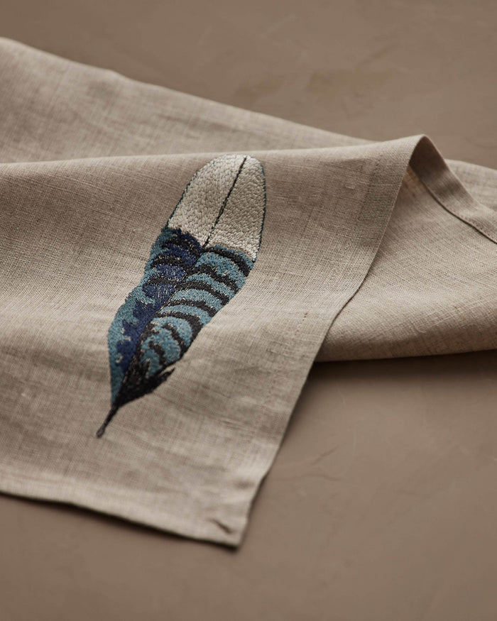 Blue Jay Feather Dinner Napkin