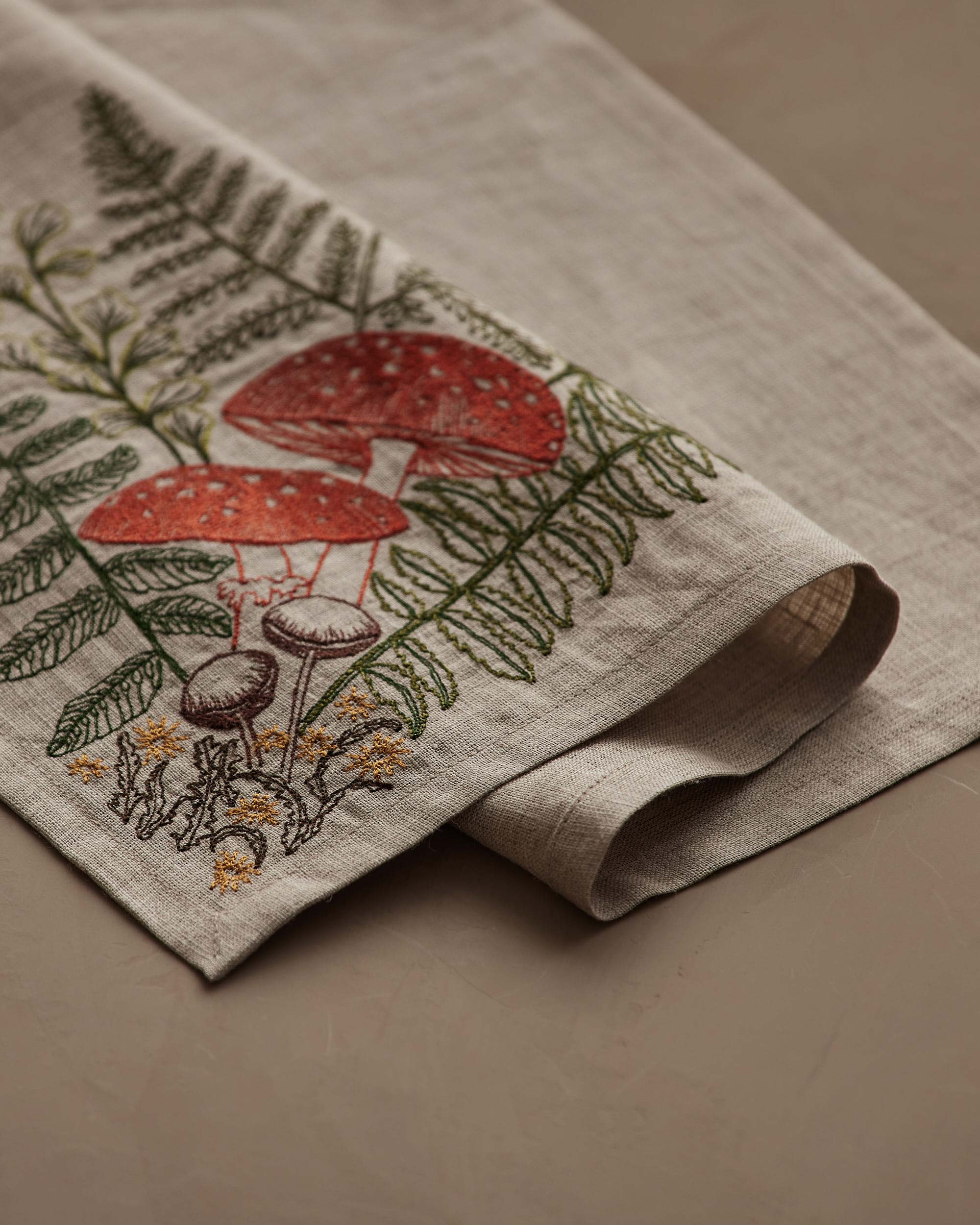 Mushrooms and Ferns Bouquet Dinner Napkin
