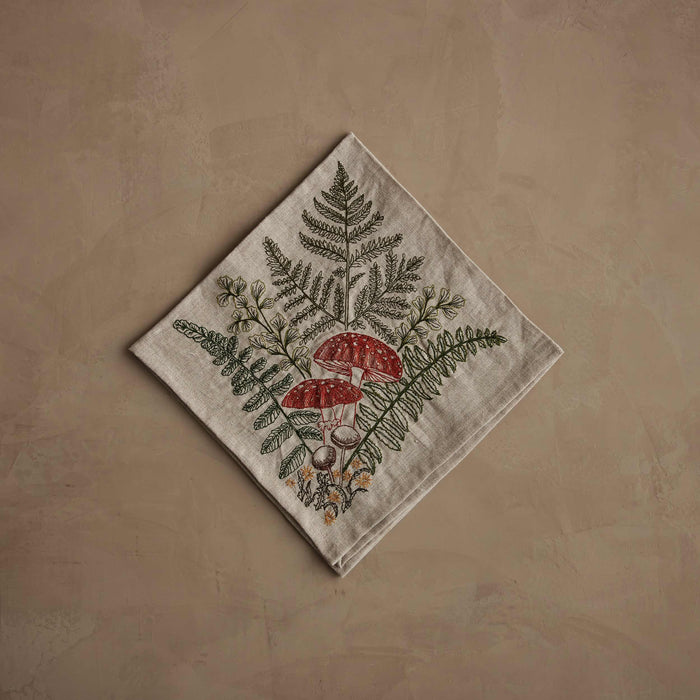 Mushrooms and Ferns Bouquet Dinner Napkin