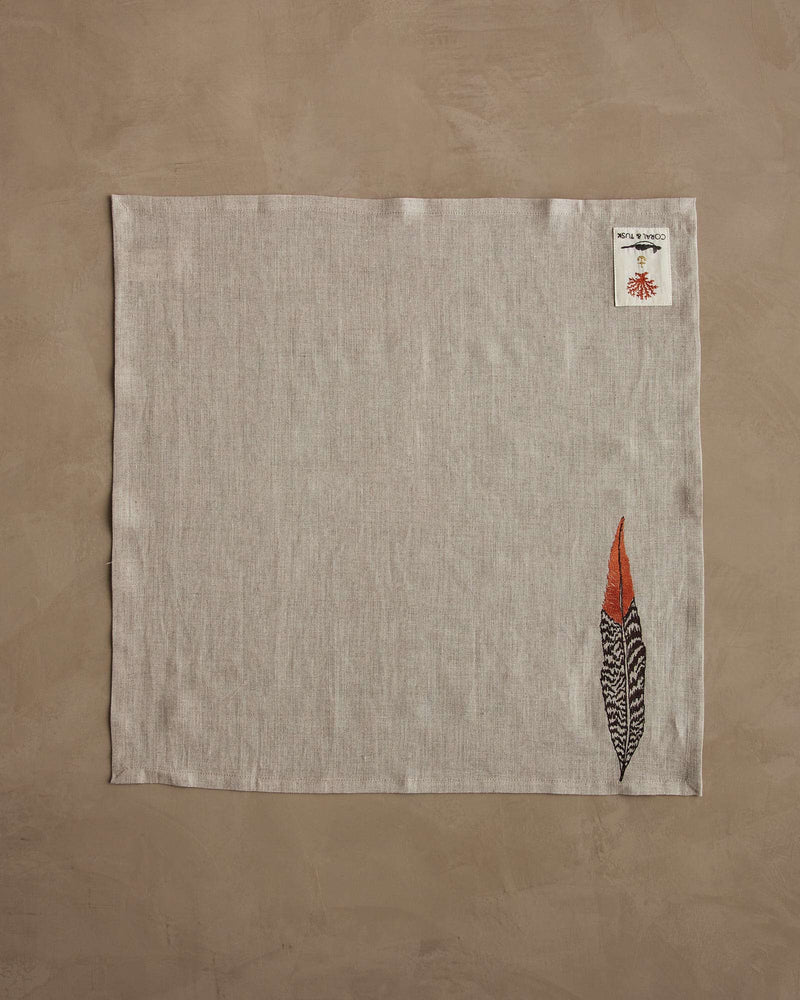 Pheasant Feather Dinner Napkin