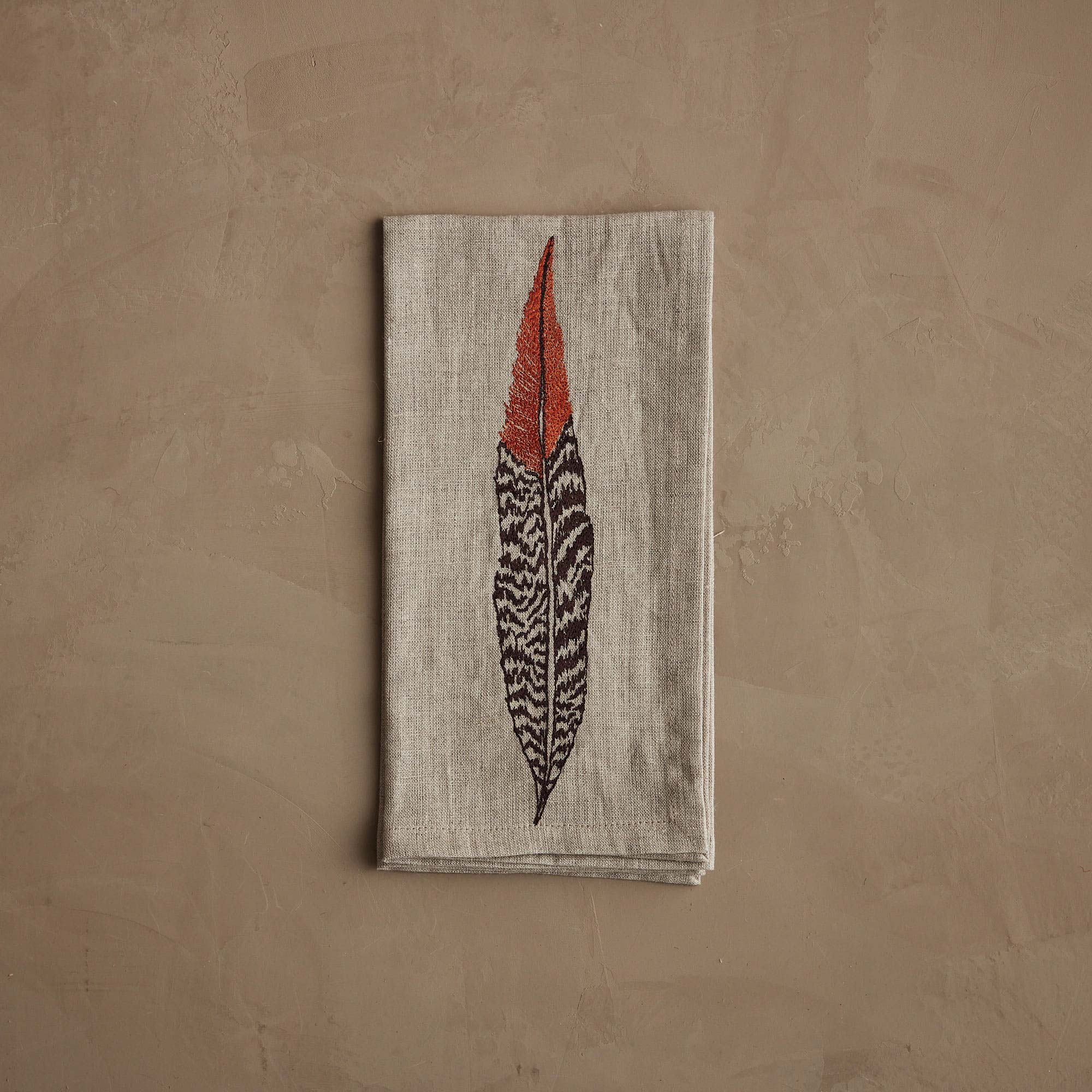 Pheasant Feather Dinner Napkin