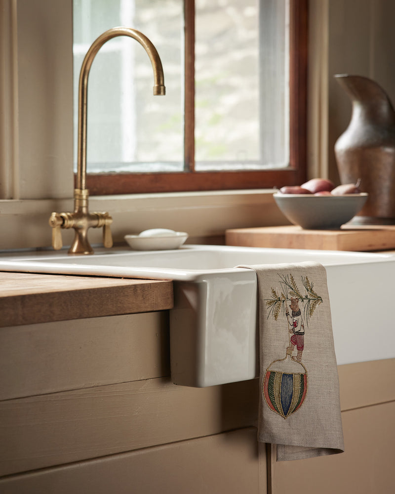 Deck the Halls Bear Tea Towel