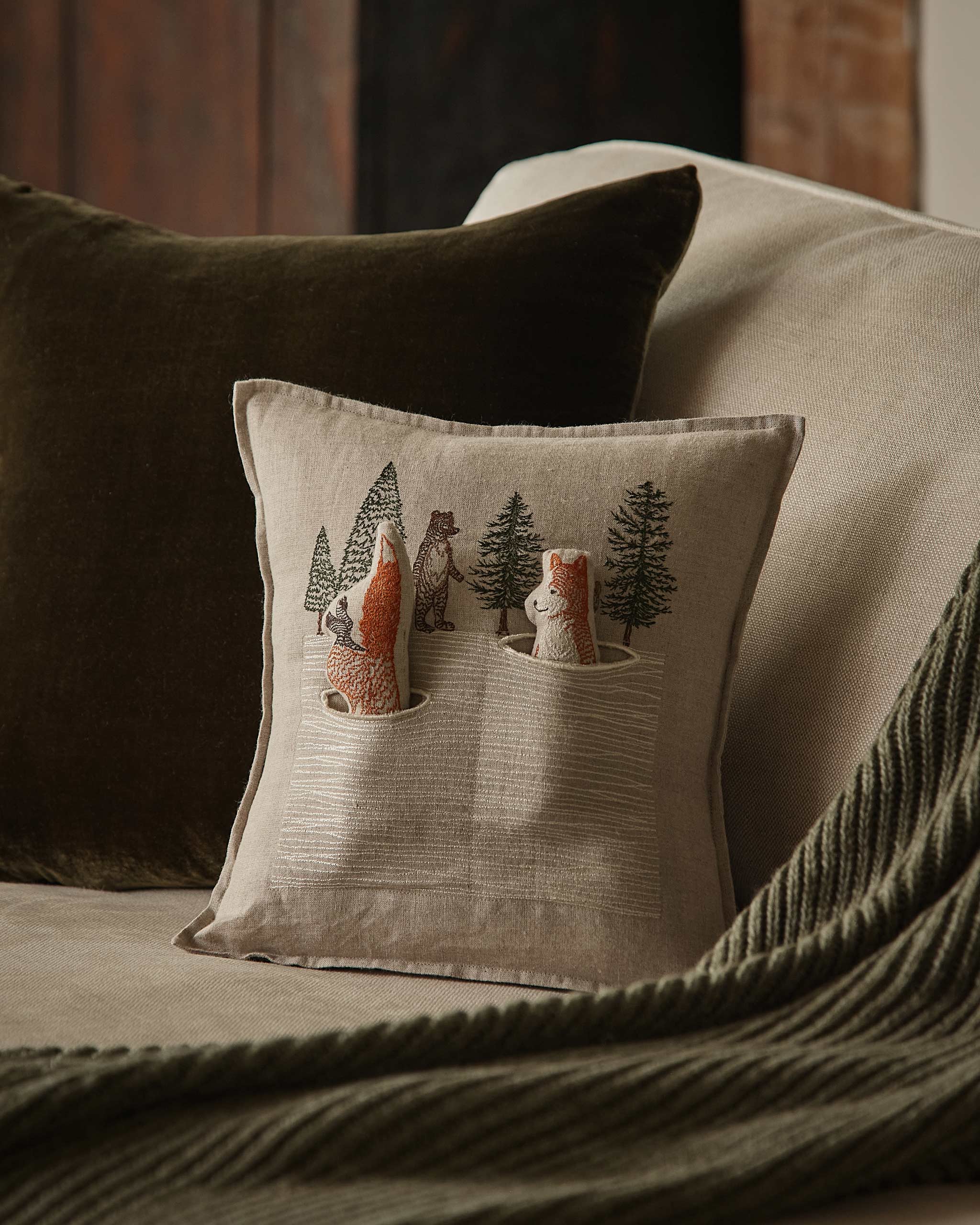 Winter Foxes Pocket Pillow | Coral & Tusk