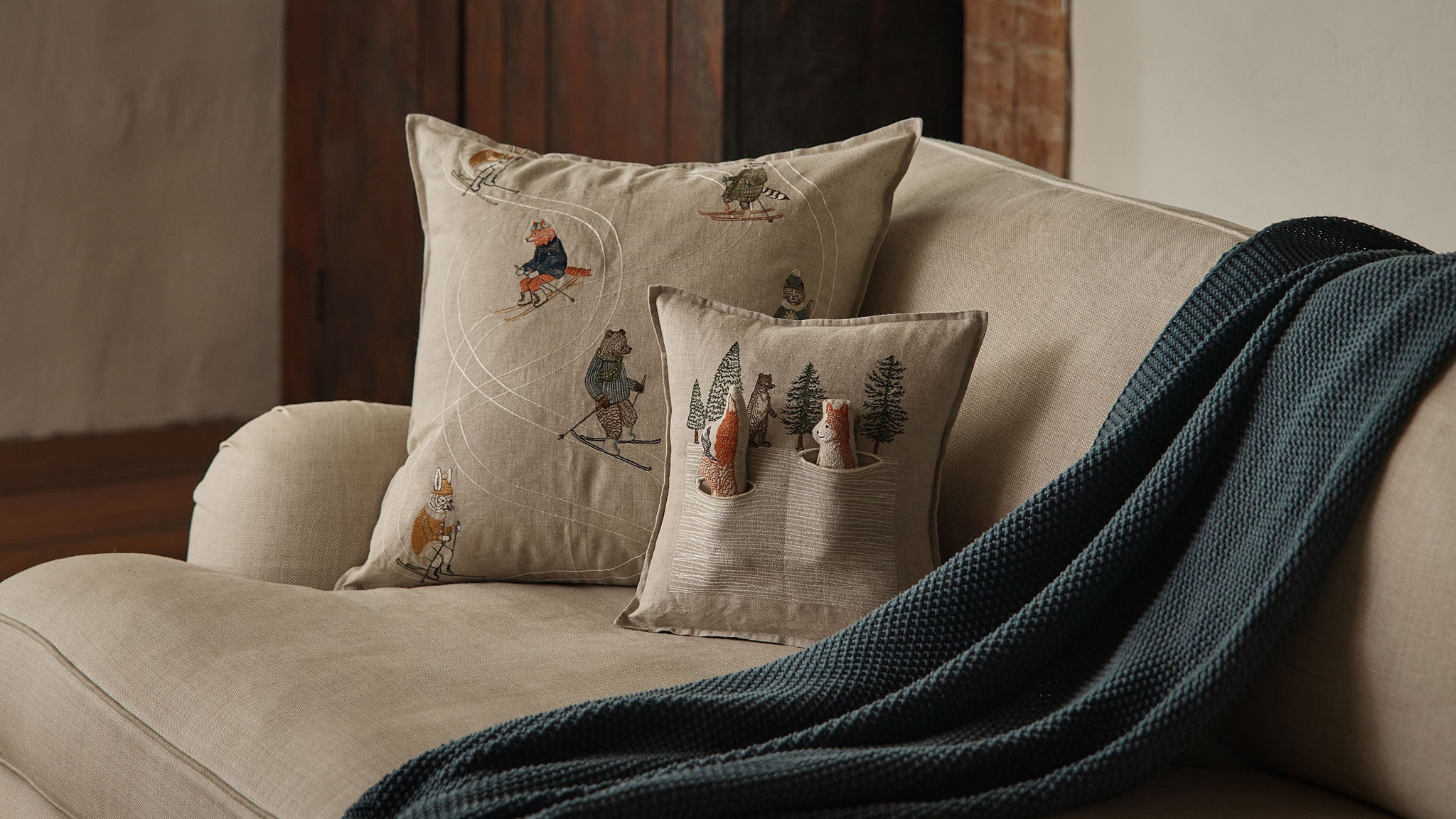 Winter Foxes Pocket Pillow