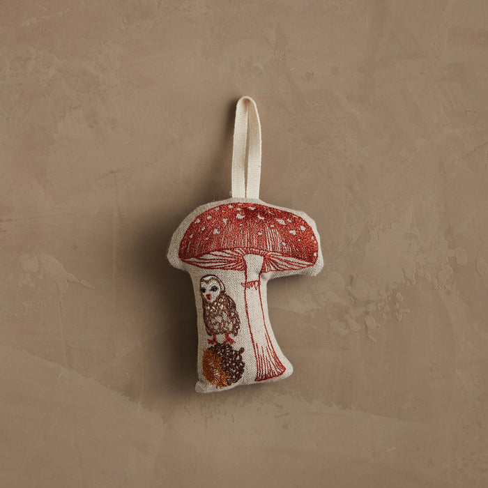 Owl with Mushroom Ornament