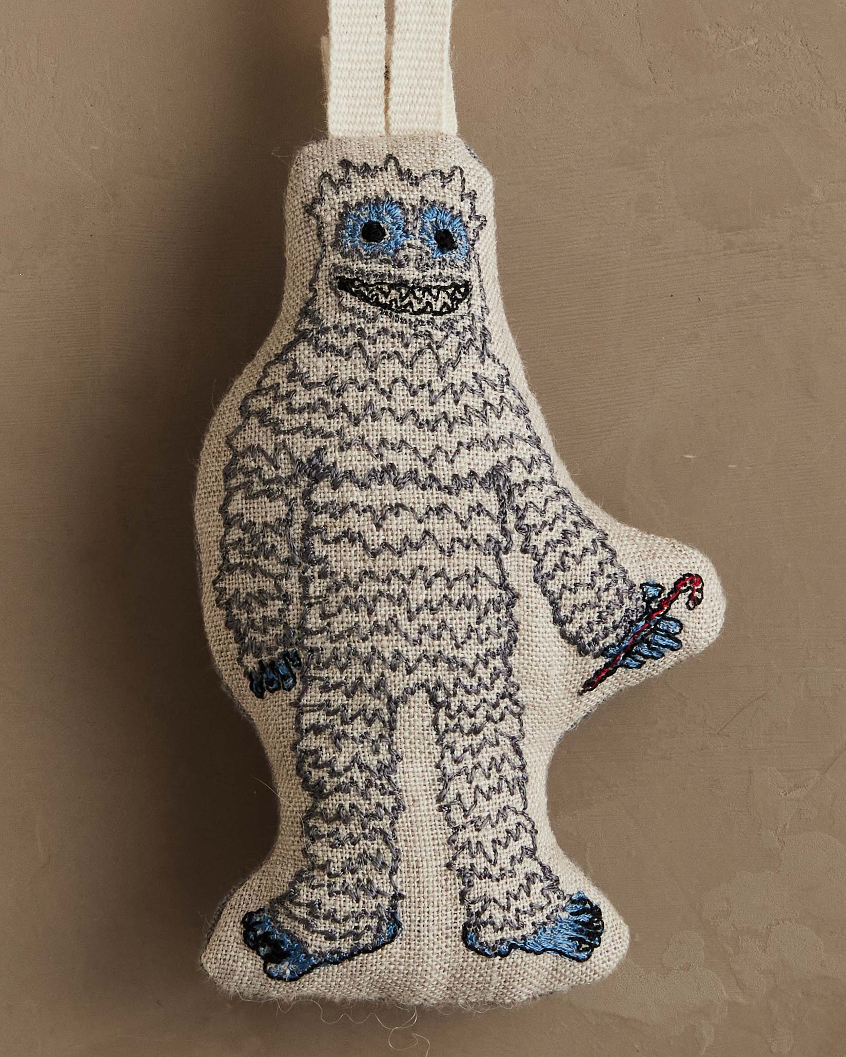 Yeti with Candy Cane Ornament