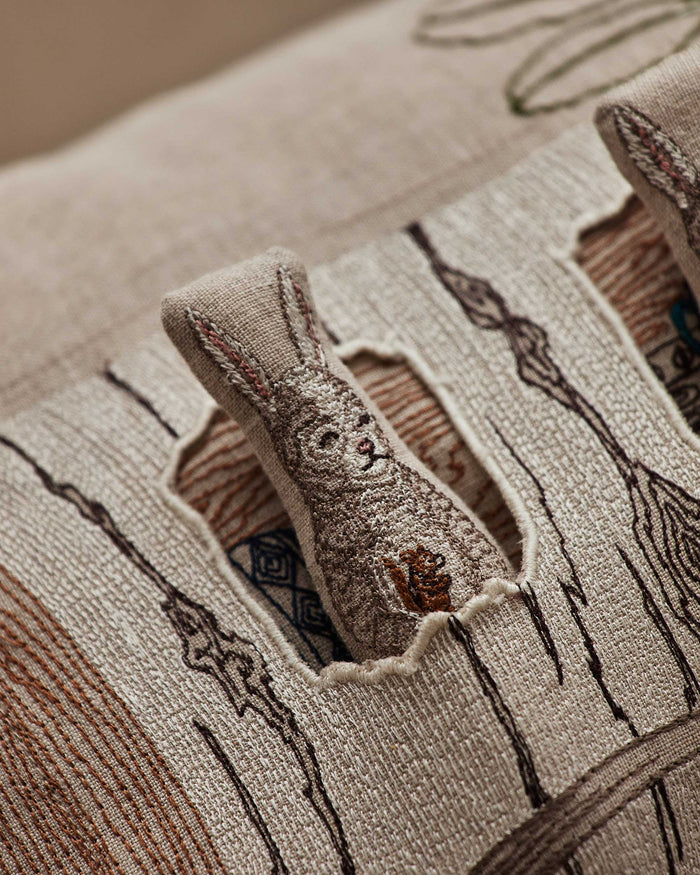 Aspen Log Bunnies Pocket Pillow