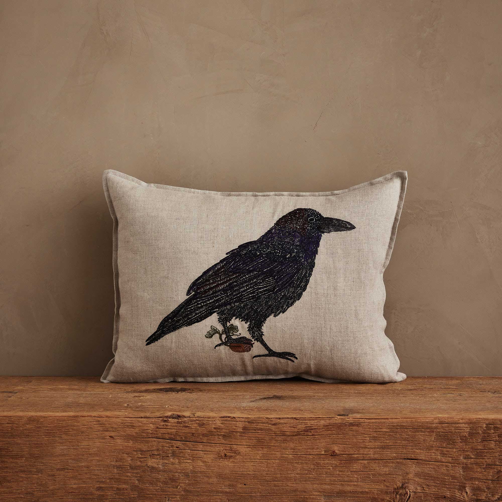 Blackbird with Acorn Pillow
