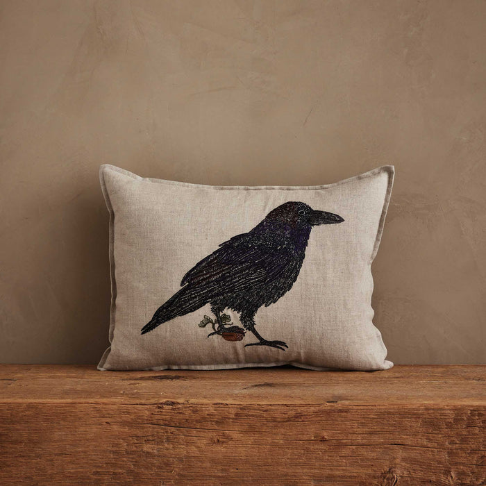 Blackbird with Acorn Pillow
