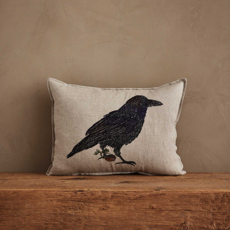Blackbird with Acorn Pillow