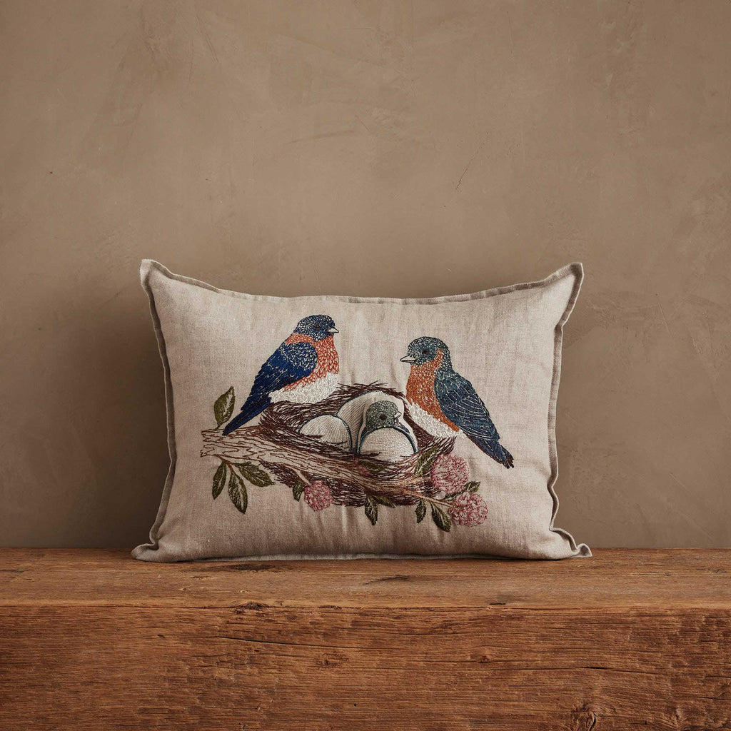 Bluebird Nest Pocket Pillow — Pillow Cover with Insert