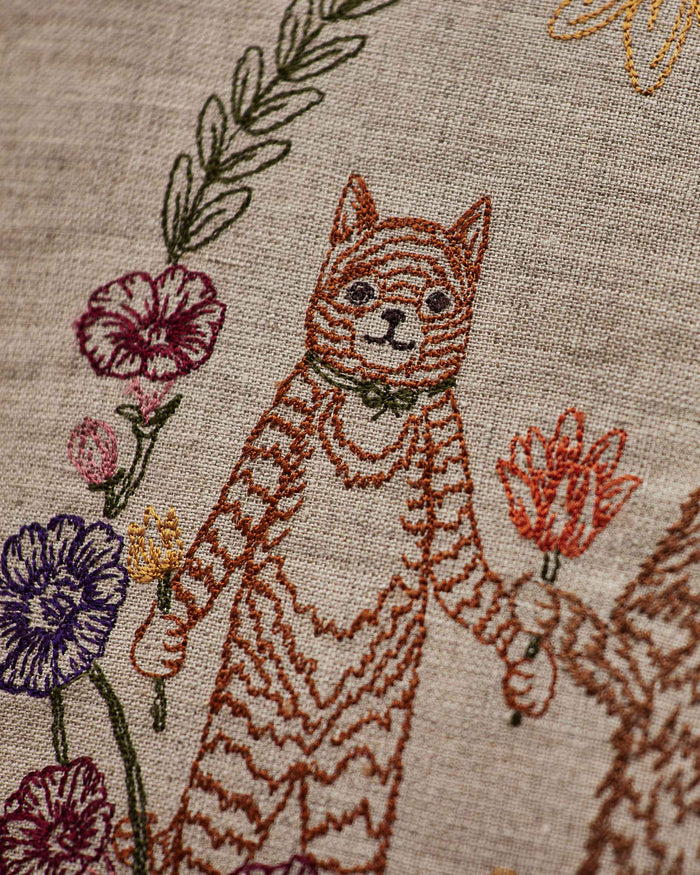 Cat and Dog Friends Garland Pillow