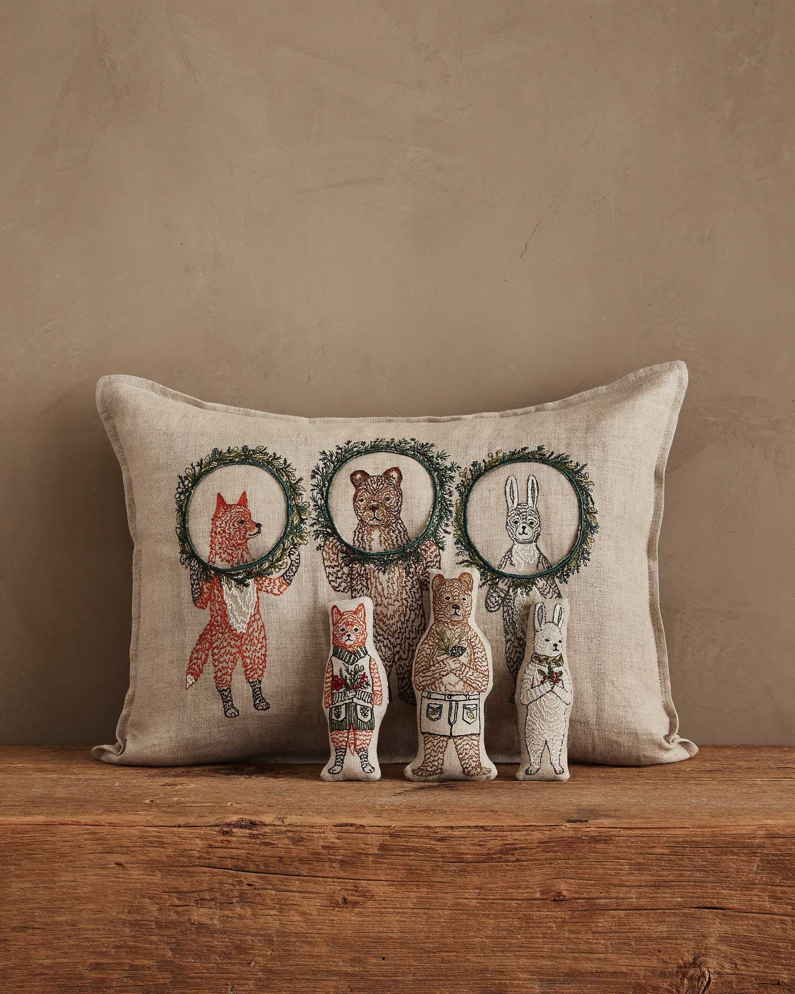 Christmas Wreath Trio Pocket Pillow | Coral & Tusk