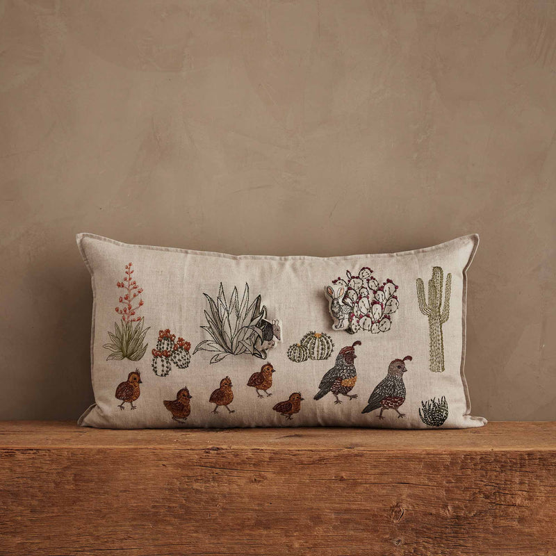 Desert Quail Crossing Pocket Pillow