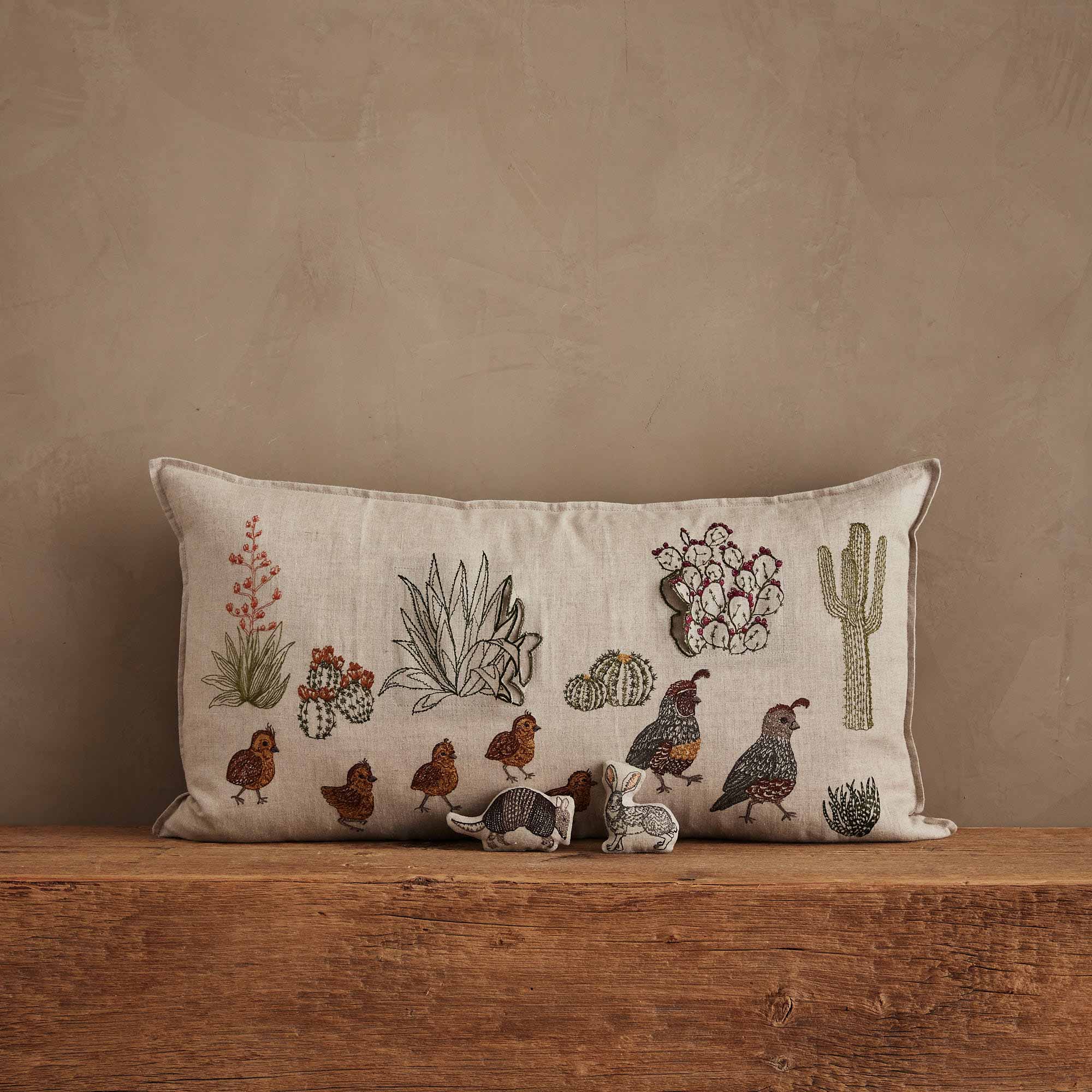 Desert Quail Crossing Pocket Pillow