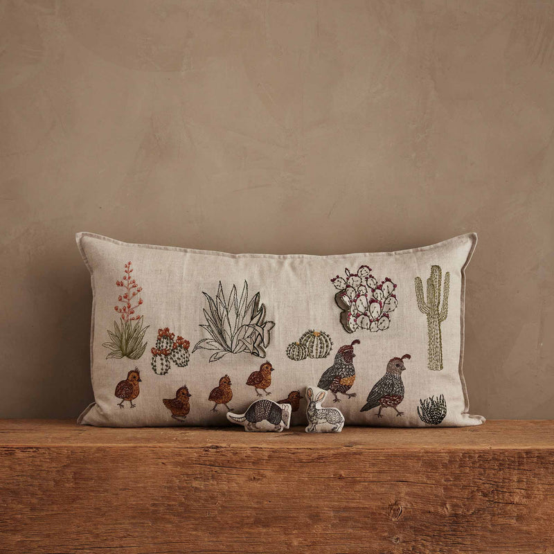Desert Quail Crossing Pocket Pillow